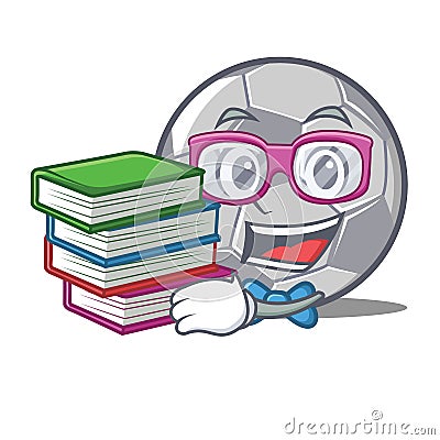 Student with book football character cartoon style Vector Illustration