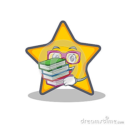 Student with book star character cartoon style Vector Illustration