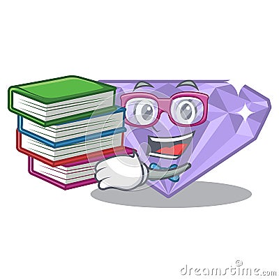 Student with book violet diamond in the cartoon box Vector Illustration