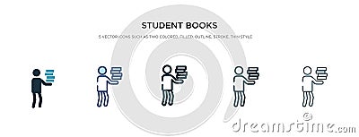 Student books icon in different style vector illustration. two colored and black student books vector icons designed in filled, Vector Illustration