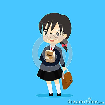 Student Carrying Bag and Books Vector Vector Illustration