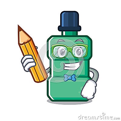 Student cartoon mouthwash in the a bathroom Vector Illustration