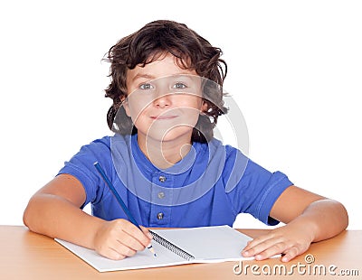 Student child studying Stock Photo