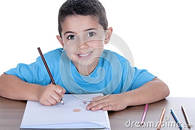 Student child studying Stock Photo