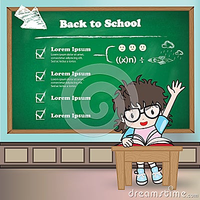 Student in a classroom for back to school theme Vector Illustration