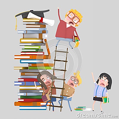 Student climbing a ladder Stock Photo