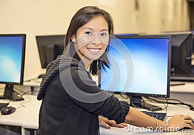 Student in Computer Lab Stock Photo