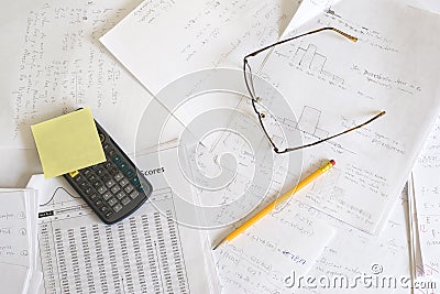 Student desk top Stock Photo