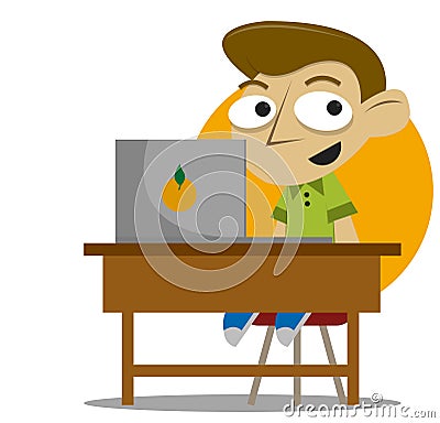 Student on desk Stock Photo