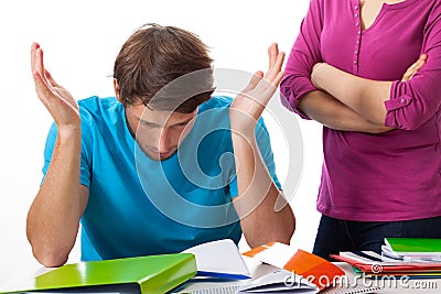 Student disagree with teacher Stock Photo