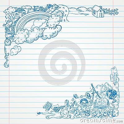 Student Doodle on paper, Back to School Sketchbook Illustration Vector Illustration