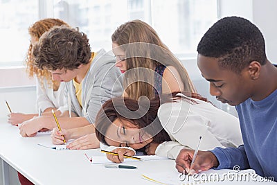 Student dozing during a class Stock Photo