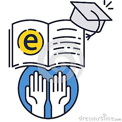 Student education online web tech vector icon Vector Illustration