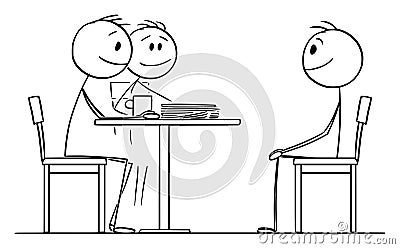 Person on Job Interview or Student on Examination, Vector Cartoon Stick Figure Illustration Vector Illustration