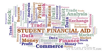 Student Financial Aid word cloud. Stock Photo