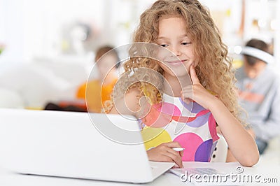 Student girl with laptop Stock Photo