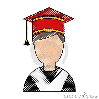 Student graduated with hat avatar character Vector Illustration