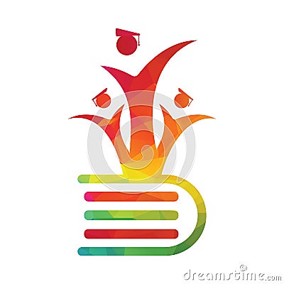 Student Graduates logo with book icon. Vector Illustration