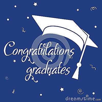 Student Graduation Hat. Congratulations Graduate. Lettering Class of 2020 for greeting. Vector Illustration