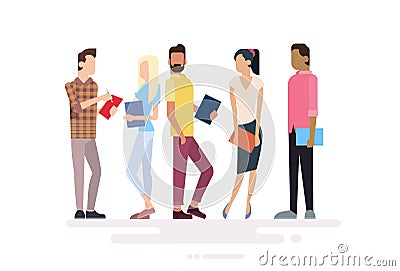 Student Group People Holding Books Education Vector Illustration