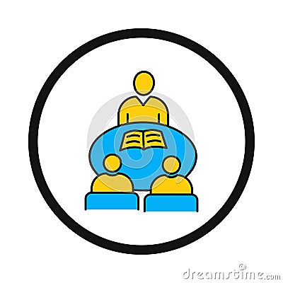 student, group study, reading, table, study, group study student icon Vector Illustration