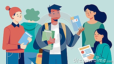 A student handing out flyers and informational packets about the impact of student debt on individuals and society Vector Illustration