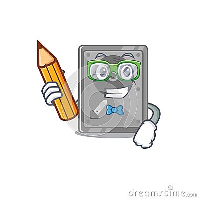 Student hard drive internal mascot isolated cartoon Vector Illustration