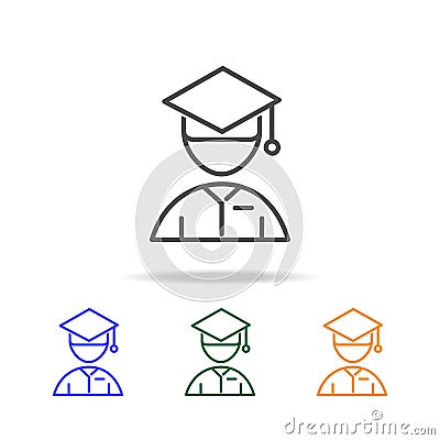 student in hat icons. Element of edecation for mobile concept and web apps. Thin line icon for website design and development, ap Stock Photo