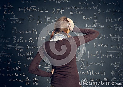 Student have a problem with mathematics Stock Photo