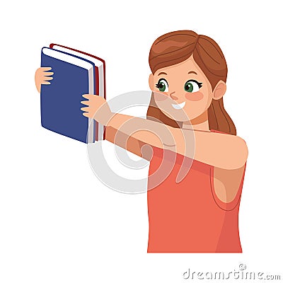 student holds books Vector Illustration