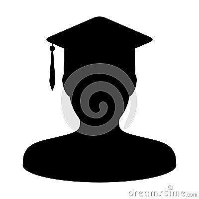 Student Icon Vector Male Person Profile Graduation Avatar with Mortar Board Vector Illustration