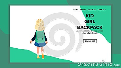 student kid girl backpack vector Vector Illustration