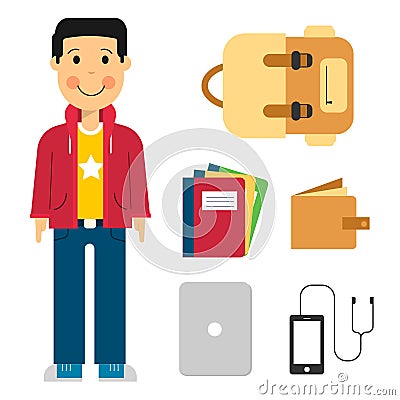 Student and Kid`s Style Vector Illustration