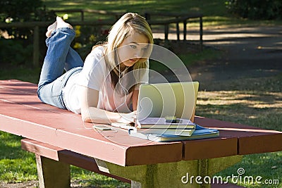 Student on laptop Stock Photo