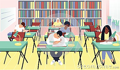 Student library in a flat style Vector Illustration