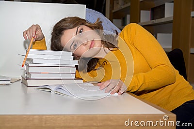 Student in library Stock Photo