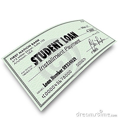 Student Loan Debt Installment Payment Check Money Paid Back Stock Photo