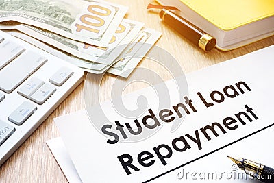 Student Loan Repayment form on a desk. Stock Photo