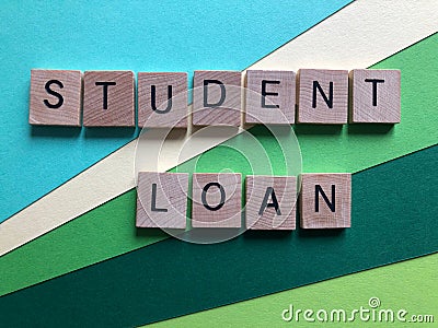 Student Loan, words in wood alphabet letters Stock Photo