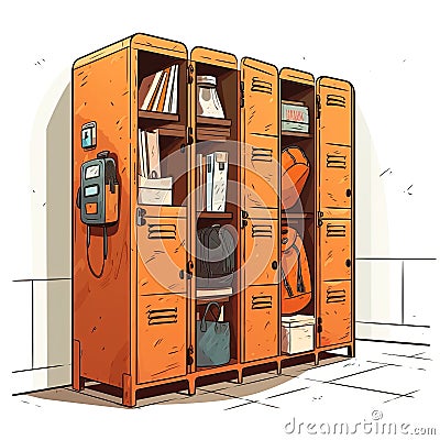 Student locker, Back to school cartoon style high quality ai image generated Stock Photo