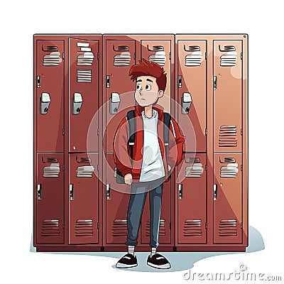 Student locker, Back to school cartoon style high quality ai image generated Stock Photo