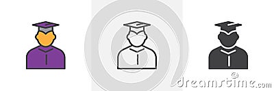 Student in mantle and graduation cap icon Vector Illustration