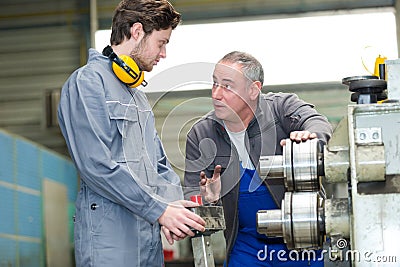 Student during manufacturing practices Stock Photo