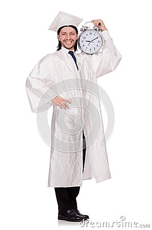 Student missing his deadlines with clock Stock Photo