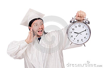 Student missing his deadlines with clock Stock Photo