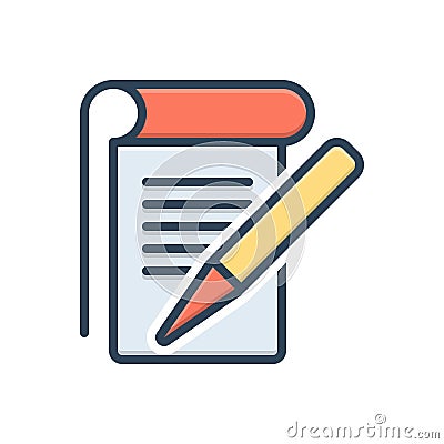 Color illustration icon for Student Notes, knowledge and pen Cartoon Illustration