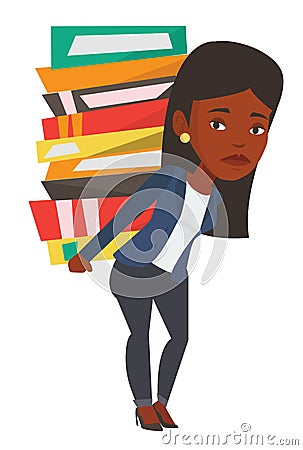 Student with pile of books vector illustration. Vector Illustration