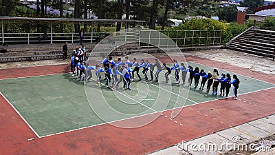 Student playing games in shoolyard in Dalat University. Editorial Stock Photo