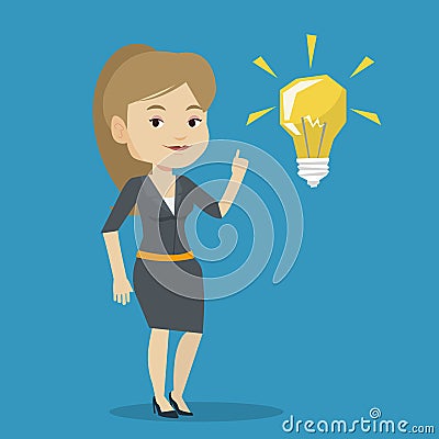 Student pointing at idea bulb vector illustration Vector Illustration