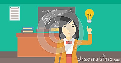 Student pointing at light bulb vector illustration Vector Illustration